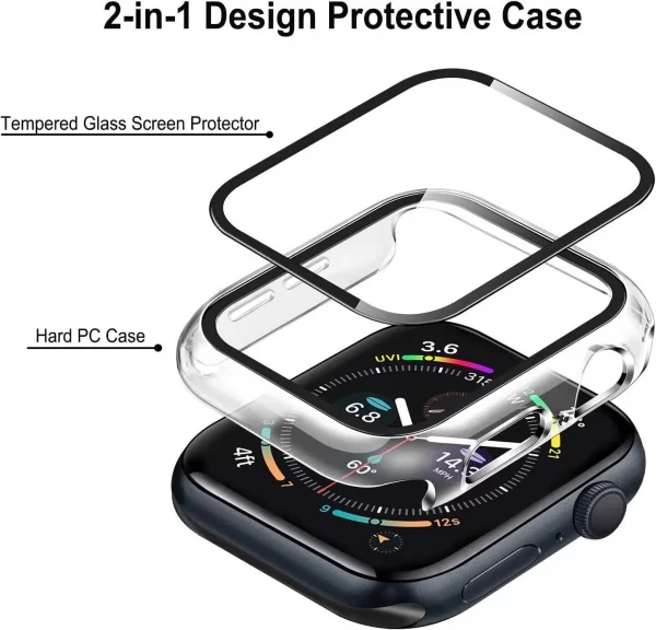 For Apple Watch Case Series 9 8 7 6 5 4 SE Tempered Screen Protector Cover - Image 4