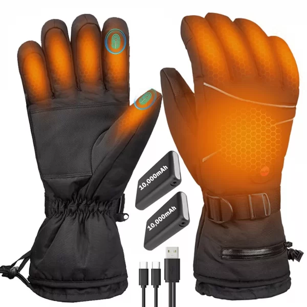 10000mAh Battery Rechargeable Electric Heated Gloves Thermal Motorcycle Gloves - Image 2