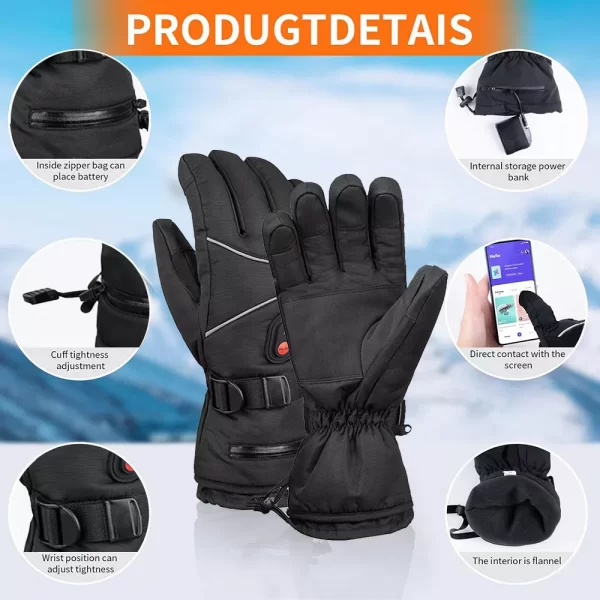 10000mAh Battery Rechargeable Electric Heated Gloves Thermal Motorcycle Gloves - Image 5