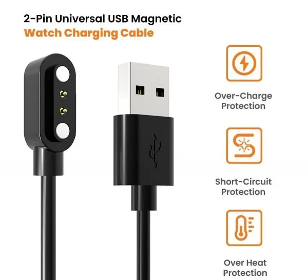 Universal Smart Watch Charging Cable 2-Pin 2.84mm USB Data Magnetic Charger UK - Image 3