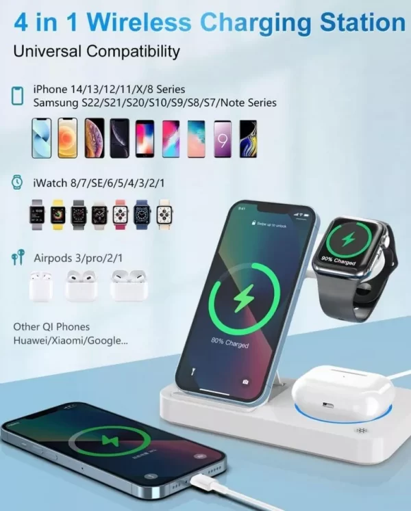 Wireless Charger 4in1 Fast Dock Charging Station For Apple Watch iPhone 15 14 13 - Image 2