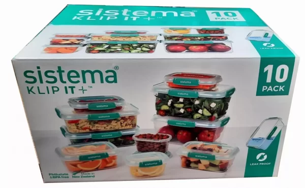 Sistema 10 Piece Food Storage Containers with Lids - 100% Leak Proof - Image 2