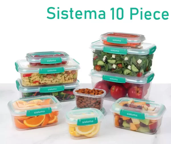 Sistema 10 Piece Food Storage Containers with Lids - 100% Leak Proof