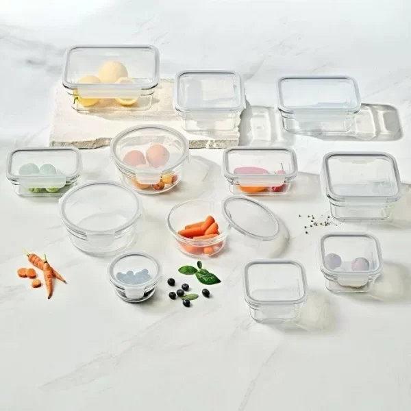 Glasslock Premium Food Storage Boxes Safe Tempered Glass with Lids 26 Piece Set - Image 4