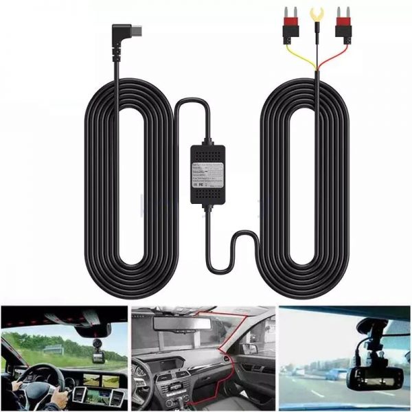 Car Dash Cam Hard Wire Kit - 12v to Micro/Mini and USB Type C Power Supply